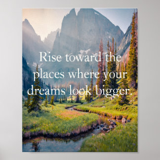 Póster Verde y Azul Oculto Montaña Alpina Motivacional