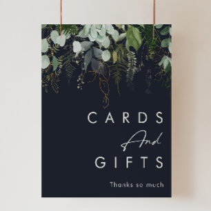 Póster Verde y Hoja de Oro   Tarjetas y Regalos Azul Mari