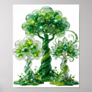 Póster Verdes ingeniosos GEMAS VERDES Y BURBUJAS BRILLANT
