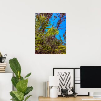 Póster Verdes tropicales y cielo azul