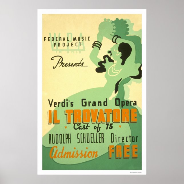 Póster Verdi Il Trovatore 1937 WPA (Frente)