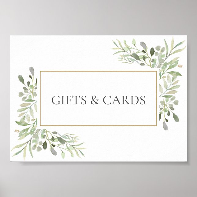 Póster Verdor Boda Watercolor Sale Rótulo (Frente)