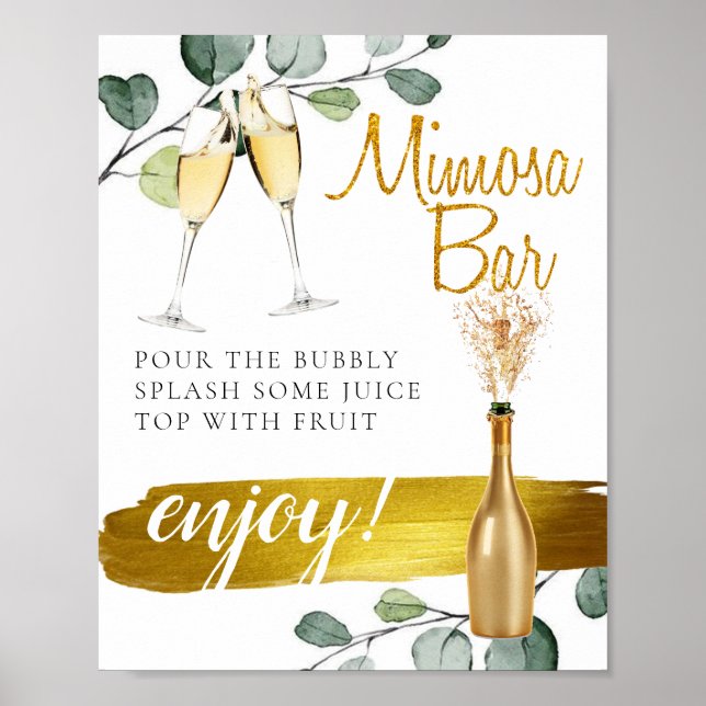 Póster Verdor botánico Rótulo Bridal Brunch Mimosa Bar (Frente)