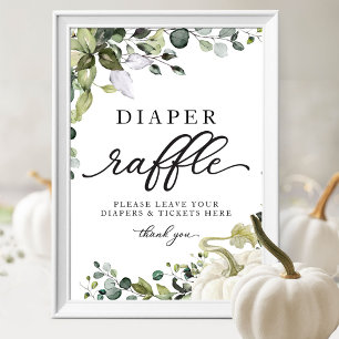 Póster Verdor Calabaza Baby Shower Diaper Raffle Rótulo