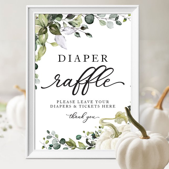 Póster Verdor Calabaza Baby Shower Diaper Raffle Rótulo (Subido por el creador)