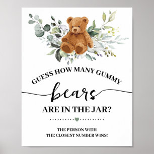 Póster Verdor Cuántos Gummy Bears Shower Rótulo de juego