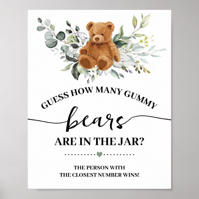 Póster Verdor Cuántos Gummy Bears Shower Rótulo de juego (Frente)
