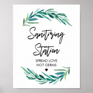 Póster Verdor de señalización de la estación de Sanitizin