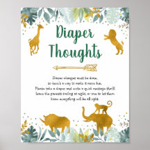 Verdor Dorado Verdor Safari Diaper Thoughts Rótulo
