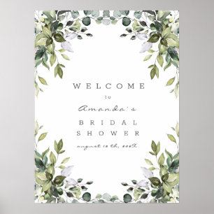 Póster Verdor Floral Bienvenida Bridal Ducha Rótulo