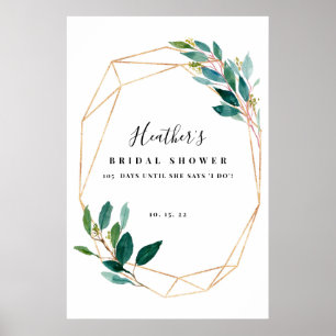 Póster Verdor Floral Bridal Shower signo de bienvenida