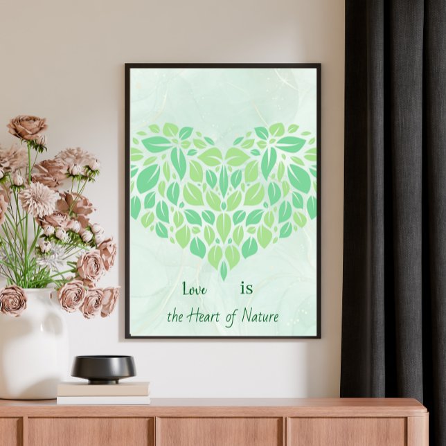 Póster Verdor Hojas Botánicas Acuarela Poster Corazón (Subido por el creador)