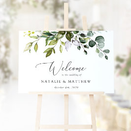 Póster Verdor, hojas de eucalipto, bienvenida Boda