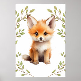 Póster Verdor Nursery de animales de Fox Woodland