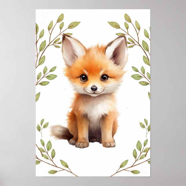 Póster Verdor Nursery de animales de Fox Woodland (Frente)
