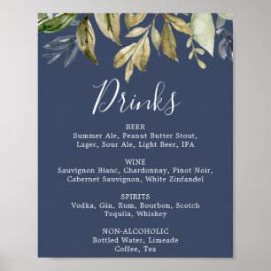 Póster Verdor otoñal   Rótulo del menú de bebidas de Boda