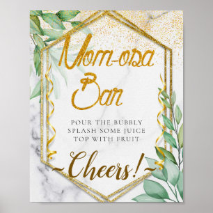 Póster Verdor Rótulo Botánico Baby Shower Mimosa Bar