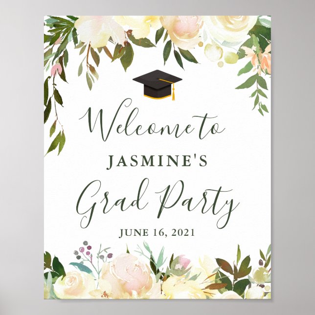 Póster Verdor Rótulo del Partido de Graduación Floral de  (Frente)