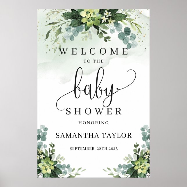 Póster Verdor, señalización de bienvenida para bebé (Frente)