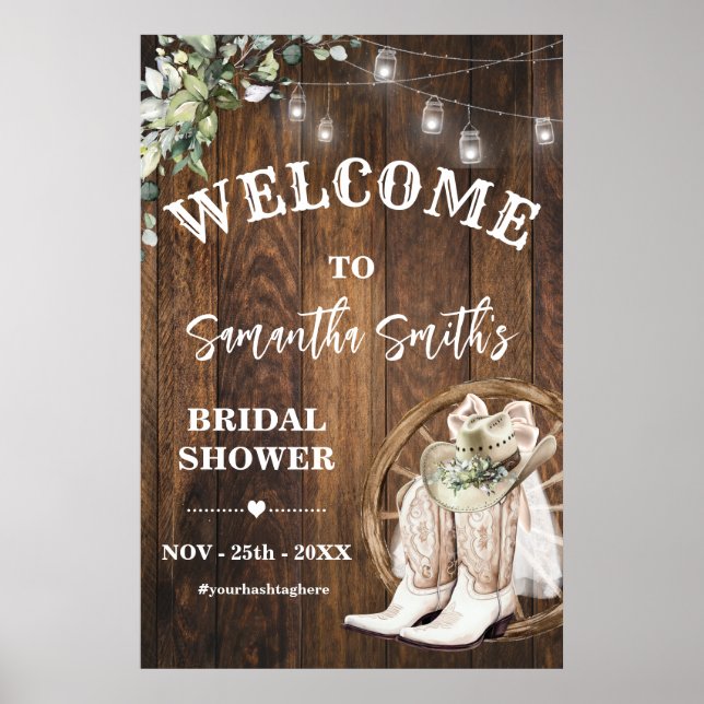 Póster Verdor Western Welcome Cowgirl Bridal Shower (Frente)