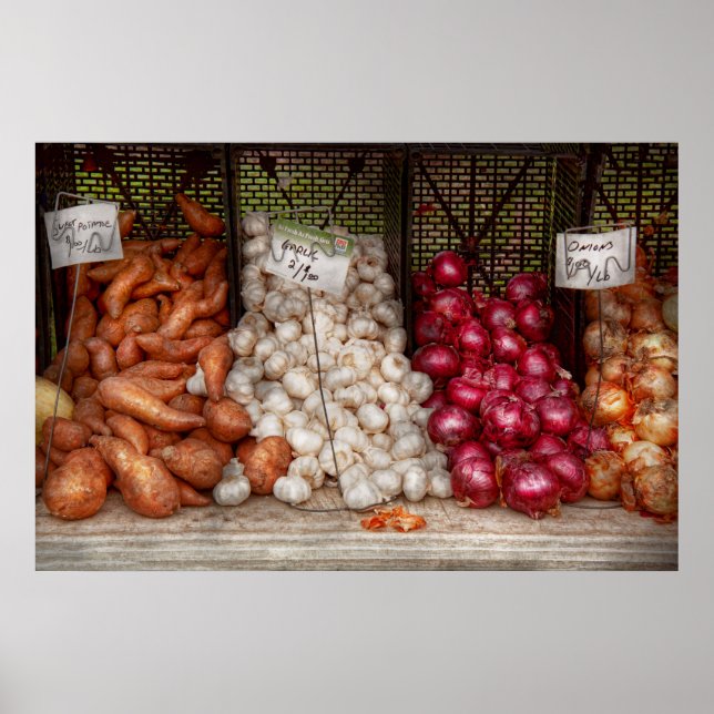 Póster Verdura - Batatas, Ajo y Cebolla (Frente)