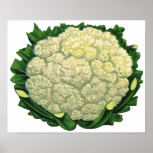 Póster Verduras de comida antigua coliflor