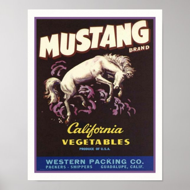 Póster Verduras de Mustang California (Frente)