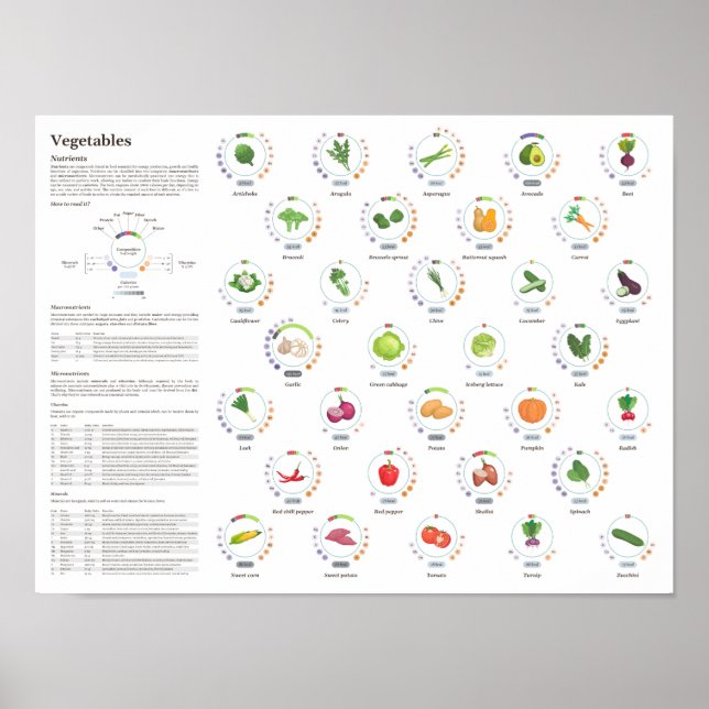 Póster Verduras - Valores nutricionales - Infografía (Frente)