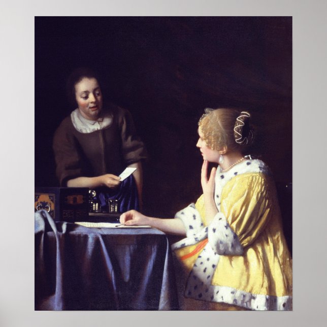 Póster Vermeer - Amante Y doncella Portada De Una Carta 1 (Frente)