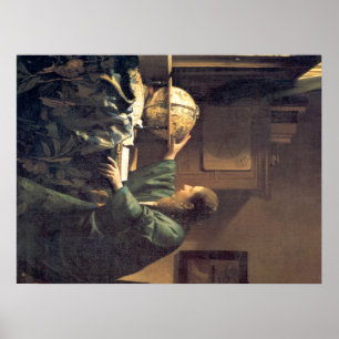 Póster Vermeer, artista holandés pintando al astrónomo
