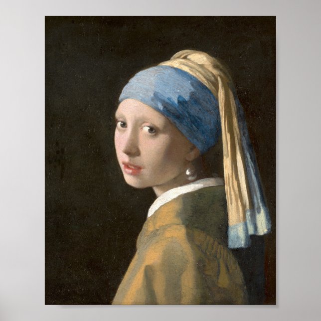 Póster Vermeer - Chica con Pearl Earring (1665) (Frente)