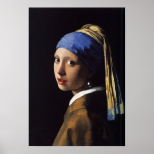 Póster Vermeer - chica con un pendiente de la perla -