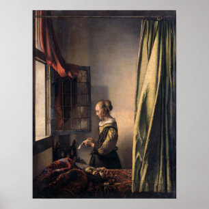 Póster Vermeer - Chica Leyendo Una Carta En Una Ventana A