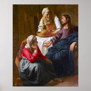 Póster Vermeer - Cristo en la casa de Marta y María