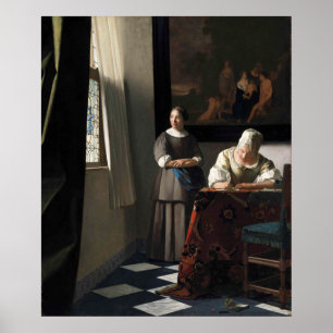 Póster Vermeer: Dama escribiendo una carta (Dublín)