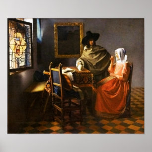 Póster Vermeer el vidrio del poster del vino