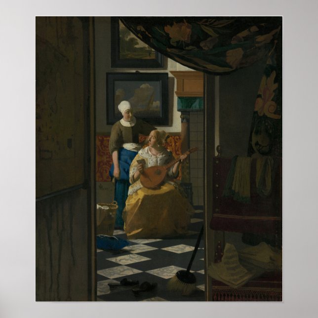 Póster Vermeer - La carta de amor 1670 (Frente)