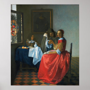 Póster Vermeer - La chica con un vaso de vino 1662