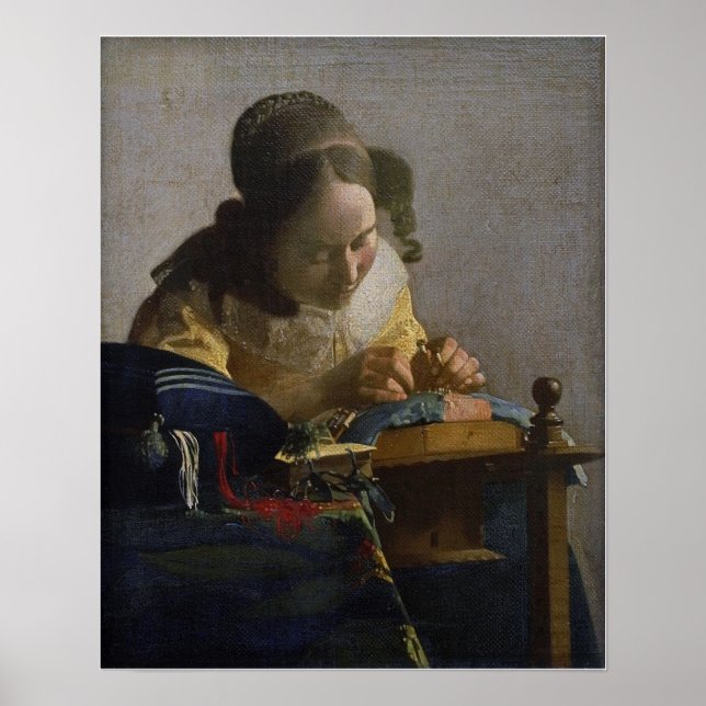Póster Vermeer - La encajera 1671 (Frente)