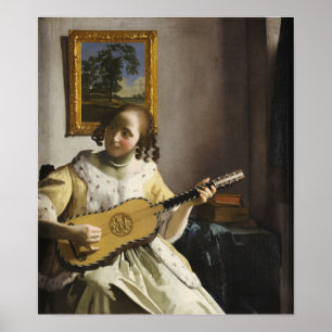Póster Vermeer - La guitarrista 1673