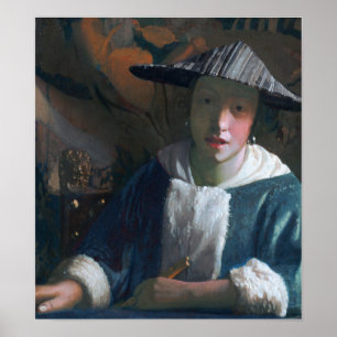 Póster Vermeer - Muchacha con una flauta 1670