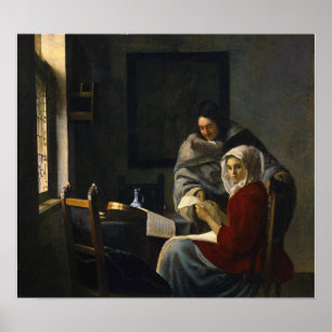 Póster Vermeer - Muchacha interrumpida en su música 1661