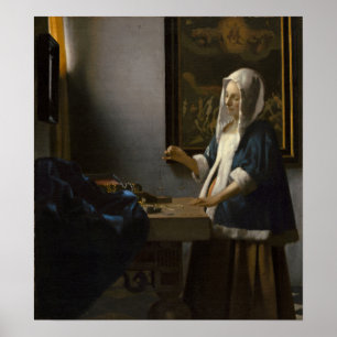 Póster Vermeer - Mujer sosteniendo una balanza 1665
