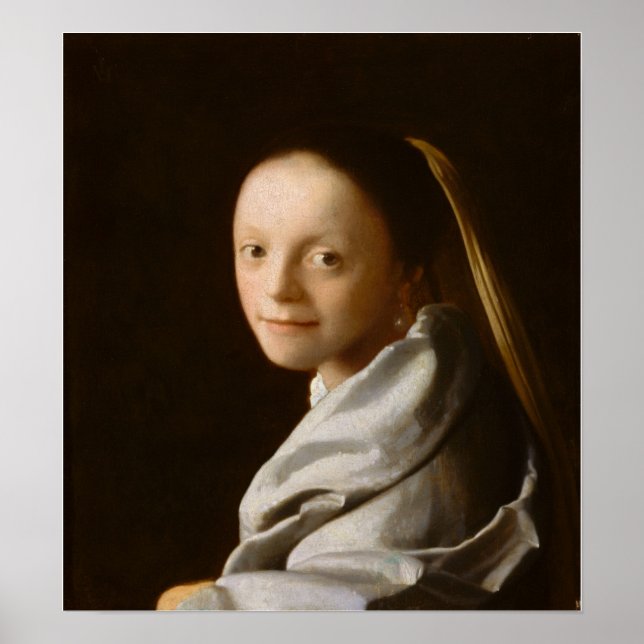 Póster Vermeer - Portrait Of A Young Woman 1674 (Frente)