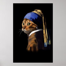 Vermeer Spoof Puss con Pearl Earring Large Post