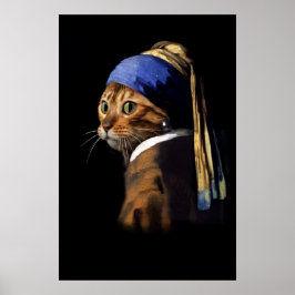 Póster Vermeer Spoof Puss con Pearl Earring Large Post