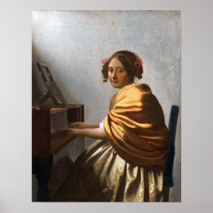 Póster Vermeer - Una joven sentada al virginal
