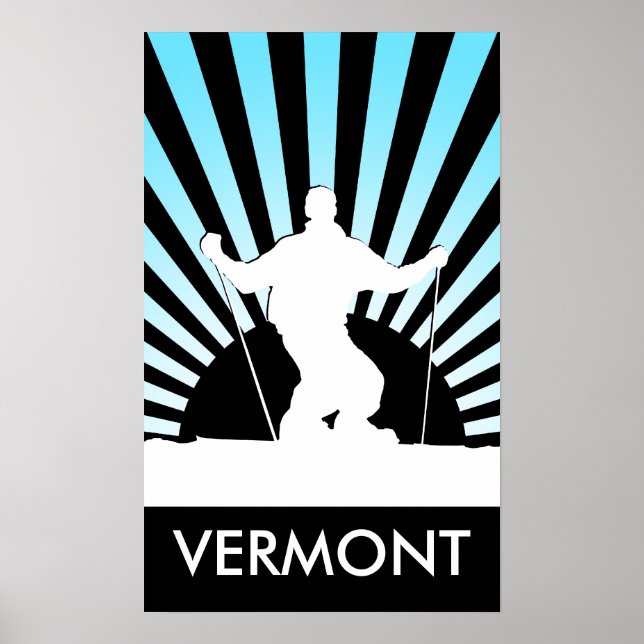 Póster vermont de esquí de descenso (Frente)