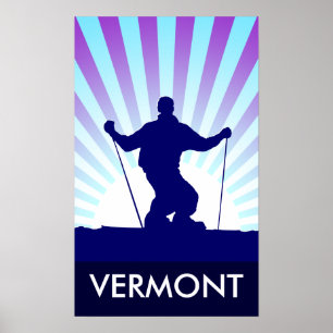Póster vermont de esquí de descenso