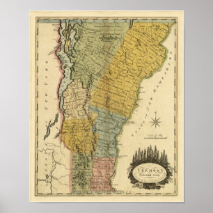 Póster Vermont, de la encuesta real - Mapa de la época 18
